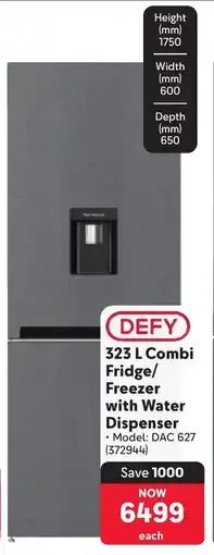 Makro DEFY Combi Fridge/ Freezer with Water Dispenser offer