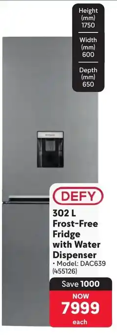 Makro DEFY Frost-Free Fridge with Water Dispenser offer