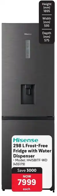 Makro Hisense Frost-Free Fridge with Water Dispenser offer