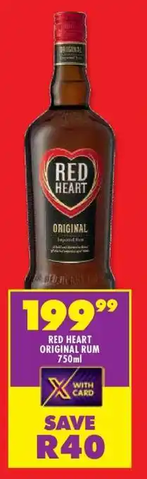 Shoprite RED HEART ORIGINAL RUM 750ml offer
