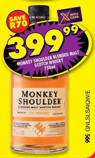 Shoprite Monkey Shoulder Blended Malt Scotch Whisky 750ml offer