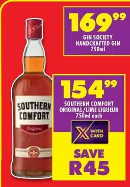 Shoprite SOUTHERN COMFORT ORIGINAL/LIME LIQUEUR 750ml each offer