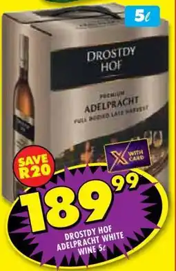 Shoprite DROSTDY HOF ADELPRACHT WHITE WINE 5ℓ offer