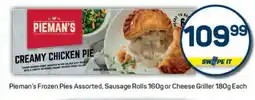 Pick n Pay Pieman's Frozen Pies Assorted, Sausage Rolls 160g or Cheese Griller 180g Each offer