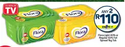 Pick n Pay Flora Light 40% or Regular 50% Fat Spread 1kg Tub offer