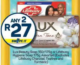 Pick n Pay Lux Beauty Soap 150/175g or Lifebuoy Hygiene Soap 175g Assorted offer