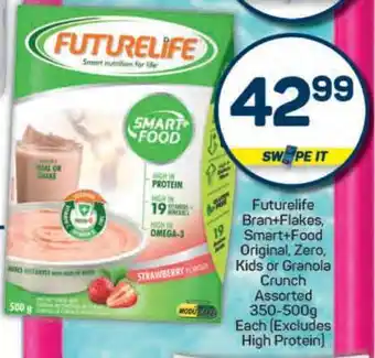 Pick n Pay Futurelife Bran+Flakes, Smart+Food Original, Zero, Kids or Granola Crunch offer