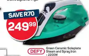 Pick n Pay DEFY Green Ceramic Soleplate Steam and Spray Iron offer