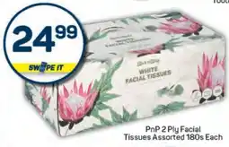 Pick n Pay PnP 2 Ply Facial Tissues Assorted 180s Each offer