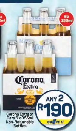 Pick n Pay Corona Extra or Cero 6 x 355ml Non-returnable Bottles offer