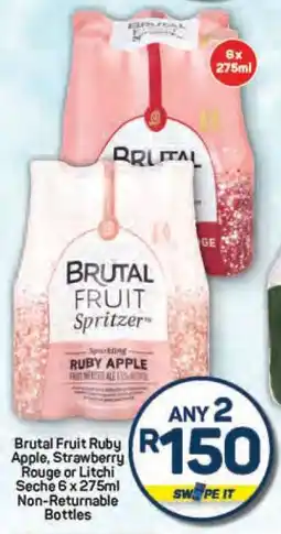 Pick n Pay Brutal Fruit Ruby Apple, Strawberry Rouge or Litchi Seche 6 x 275ml offer