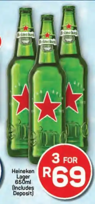 Pick n Pay Heineken Lager 650ml (Includes Deposit) offer