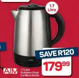Pick n Pay Hypermarket AIM 1.7 Litre Stainless Steel Cordless Kettle offer
