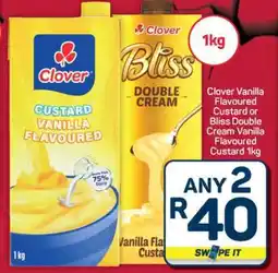 Pick n Pay Hypermarket Clover Vanilla Flavoured Custard or Bliss Double Cream Vanilla Flavoured Custard offer