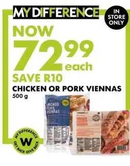 Woolworths Chicken or Pork Viennas offer