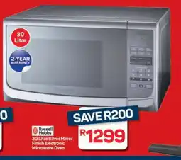 Pick n Pay Hypermarket Russell Hobbs 30 Litre Silver Mirror Finish Electronic Microwave Oven offer