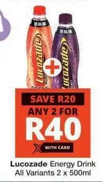 Checkers LUCOZADE ENERGY DRINK offer