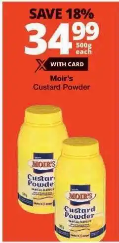 Checkers MOIR'S CUSTARD POWDER offer