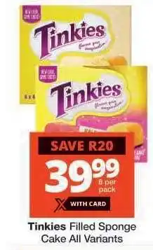 Checkers Tinkies Filled Sponge Cake All Variants offer