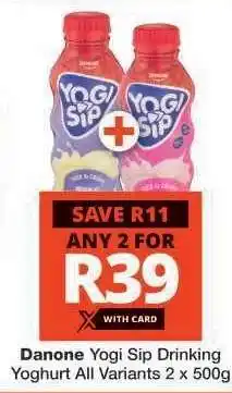 Checkers Danone Yogi-Sip Drinking Yoghurt offer