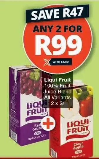 Checkers Liqui Fruit 100 % Fruit Juice Blend offer