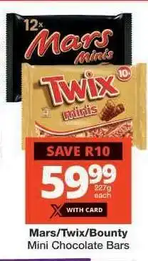 Checkers Mars/Twix/Bounty Mini Chocolate Bars offer