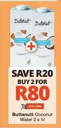 Checkers Buttanutt Coconut Water 2 x 1ℓ offer