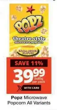 Checkers Popz Microwave Popcorn All Variants offer