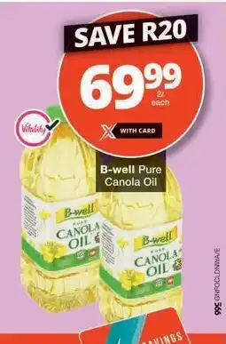 Checkers B-Well Pure Canola Oil offer