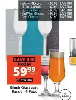 Checkers Blush Glassware Range - 4-Pack offer