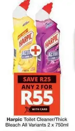 Checkers Harpic Toilet Cleaner/Thick Bleach offer