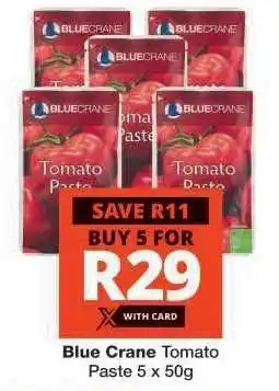 Checkers Blue Crane Tomato Paste 5 x 50g offer
