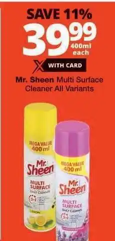 Checkers Mr. Sheen Multi Surface Cleaner All Variants offer