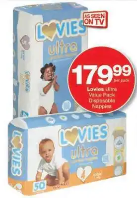 Checkers LOVIES ULTRA VALUE PACK DISPOSABLE NAPPIES offer
