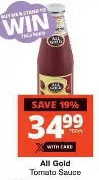 Checkers ALL GOLD Tomato Sauce offer
