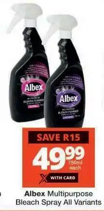 Checkers Albex Multipurpose Bleach Spray All Variants offer