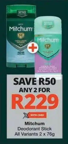 Checkers Mitchum Deodorant Stick offer