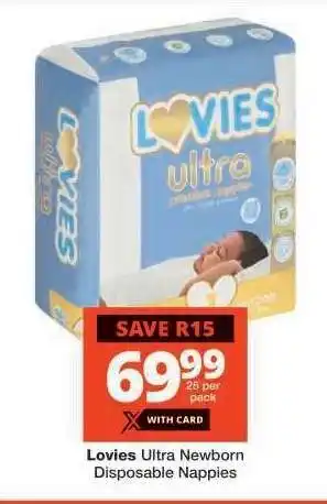 Checkers Lovies Ultra Newborn Disposable Nappies offer