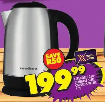 Shoprite Essentials 360° stainless steel cordless kettle offer