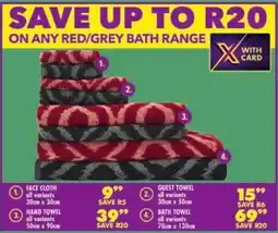 Shoprite Red/ grey bath range offer