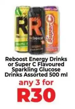 Food Lover's Market Reboost Energy Drinks or Super C Flavoured Sparkling Glucose Drinks Assorted offer