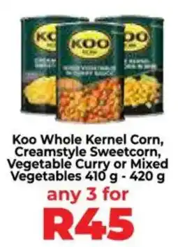 Food Lover's Market Koo Whole Kernel Corn, Creamstyle Sweetcorn, Vegetable Curry or Mixed Vegetables offer