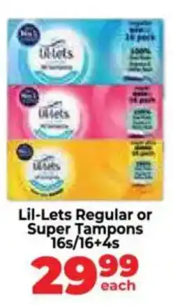 Food Lover's Market Lil-Lets Regular or Super Tampons offer