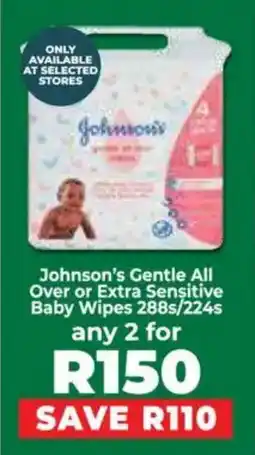 Food Lover's Market Johnson's Gentle All Over or Extra Sensitive Baby Wipes offer