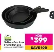 Game Campmaster 3 Piece Cast Iron Frying Pan Set offer