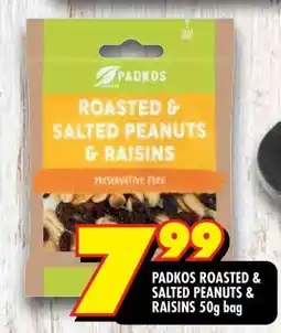 Shoprite PADKOS ROASTED & SALTED PEANUTS & RAISINS 50g bag offer