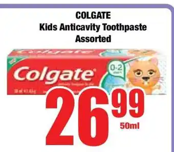Boxer COLGATE Kids Anticavity Toothpaste Assorted offer