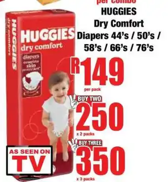 Boxer HUGGIES Dry Comfort Diapers 44's / 50's / 58's / 66's / 76's offer
