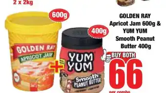 Boxer GOLDEN RAY Apricot Jam 600g & YUM YUM Smooth Peanut Butter 400g offer