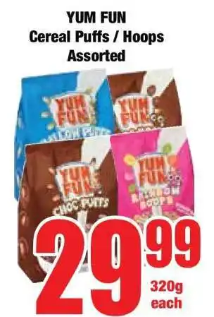 Boxer YUM FUN Cereal Puffs / Hoops Assorted offer